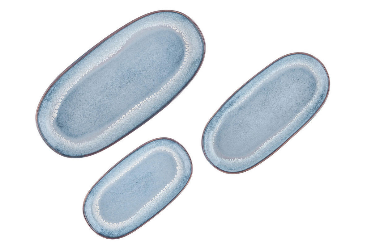 SERVIERPLATTEN Genesis - 3er-Set - Mehr - Blau, Keramik (1/1/1cm) - Björn
