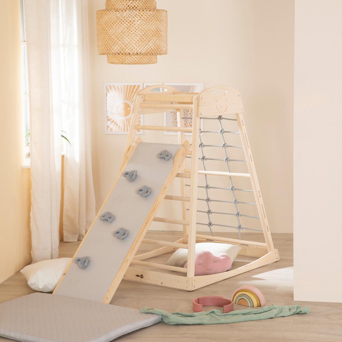 SPIELTURM Montessori - Naturfarben, Holz (83/127.5/110.5cm) - Roba