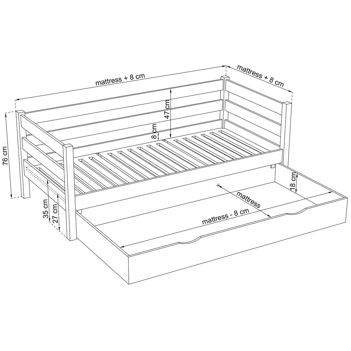TAGESBETT mit Schublade N01 Sonoma Eiche 90/190 - Sonoma Eiche, Naturmaterialien/Holz (90/190cm) - N-Wood