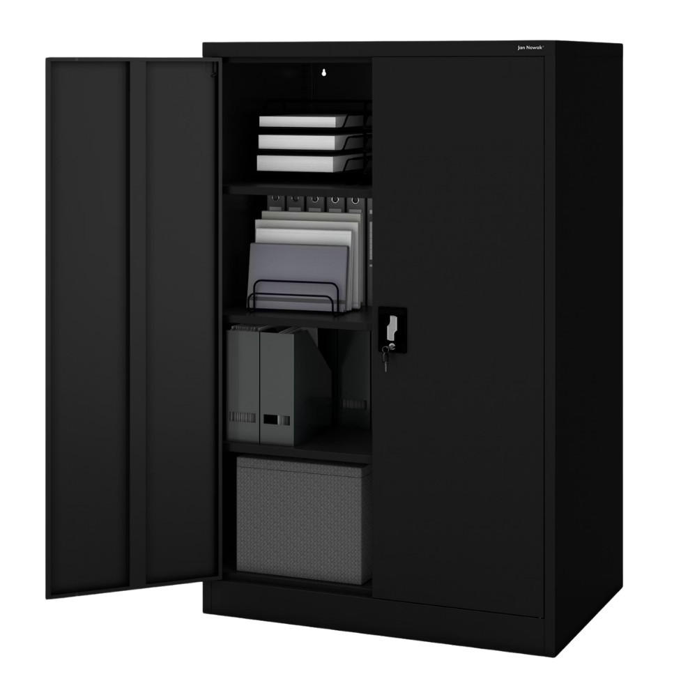 AKTENSCHRANK abschließbar KADO Flügeltüren 140x90x60cm Schwarz - Schwarz, Metall (90/140/60cm) - DELUKE