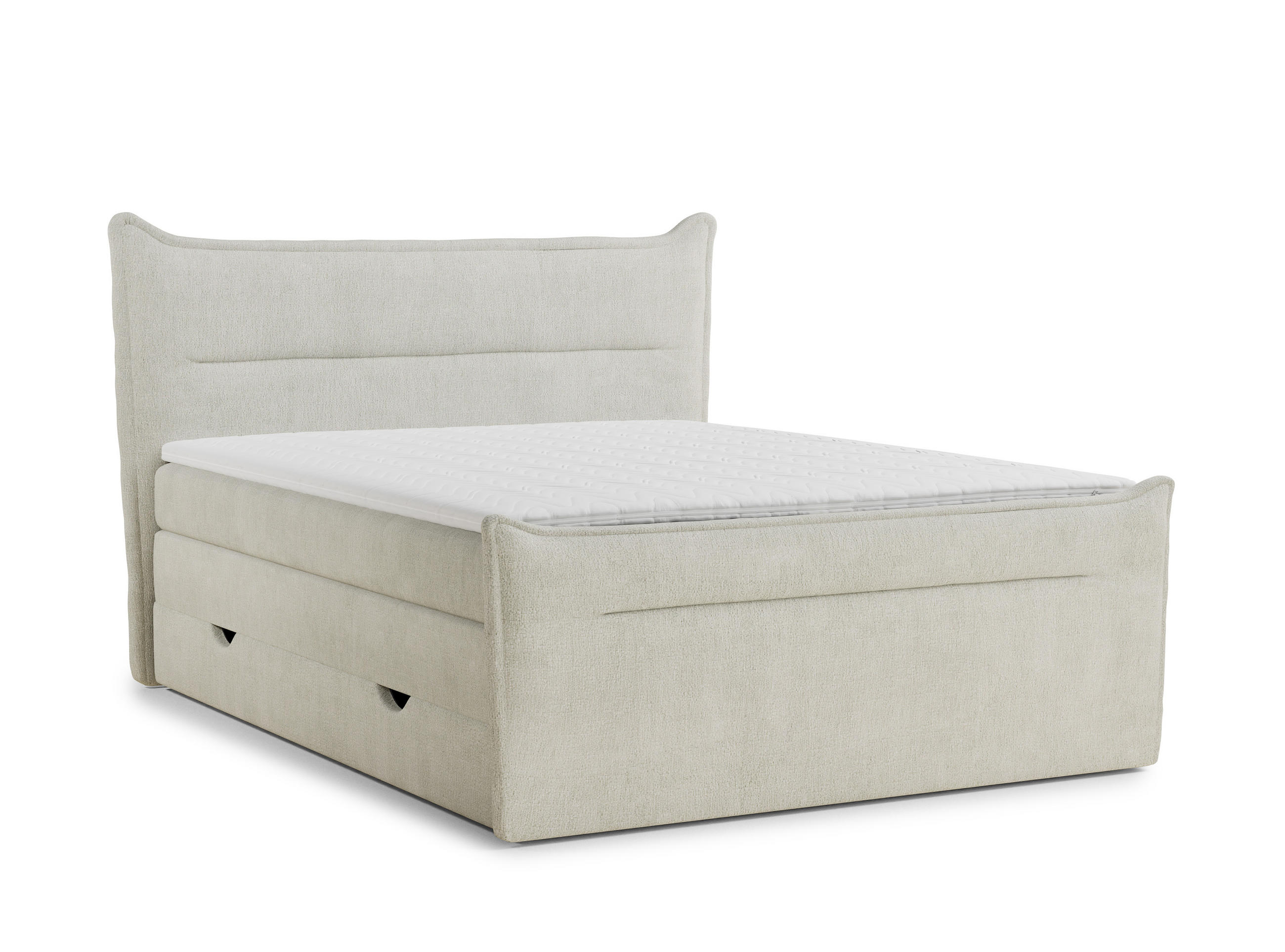 BOXSPRINGBETT Pelino 140/200 cm, in Creme, Bettkasten, Matratze, Topper - Creme/Schwarz, Holz/Holzwerkstoff (140/200cm) - Maison de Reve