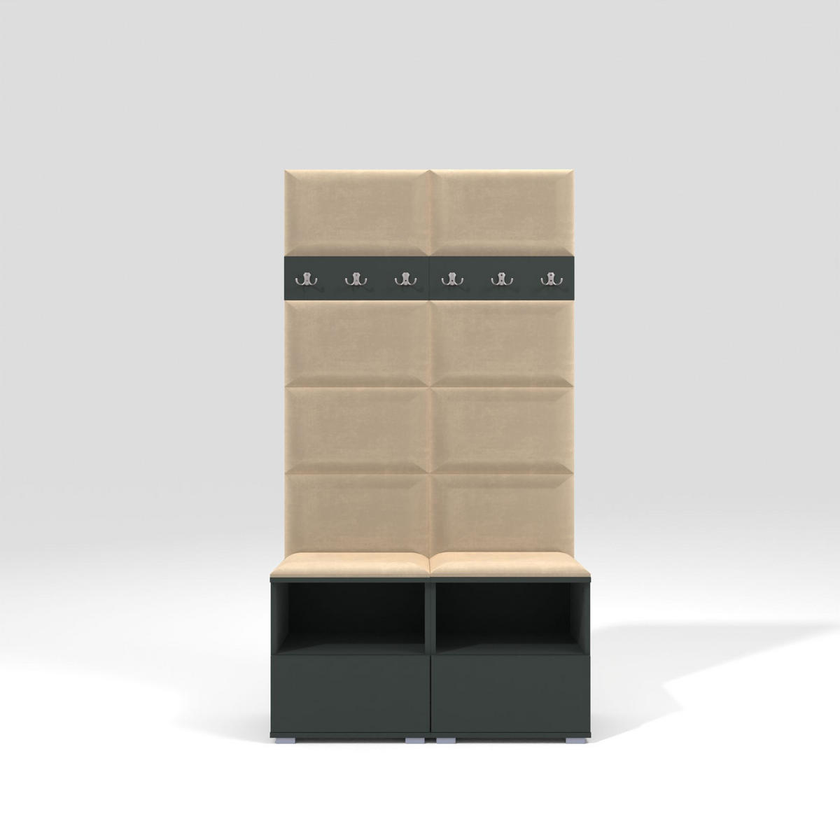 GARDEROBEN-SET Nela III mit gepolsterten Paneelen 100/187/40 - Beige/Silberfarben, Holzwerkstoff/Kunststoff (100/187/40cm)
