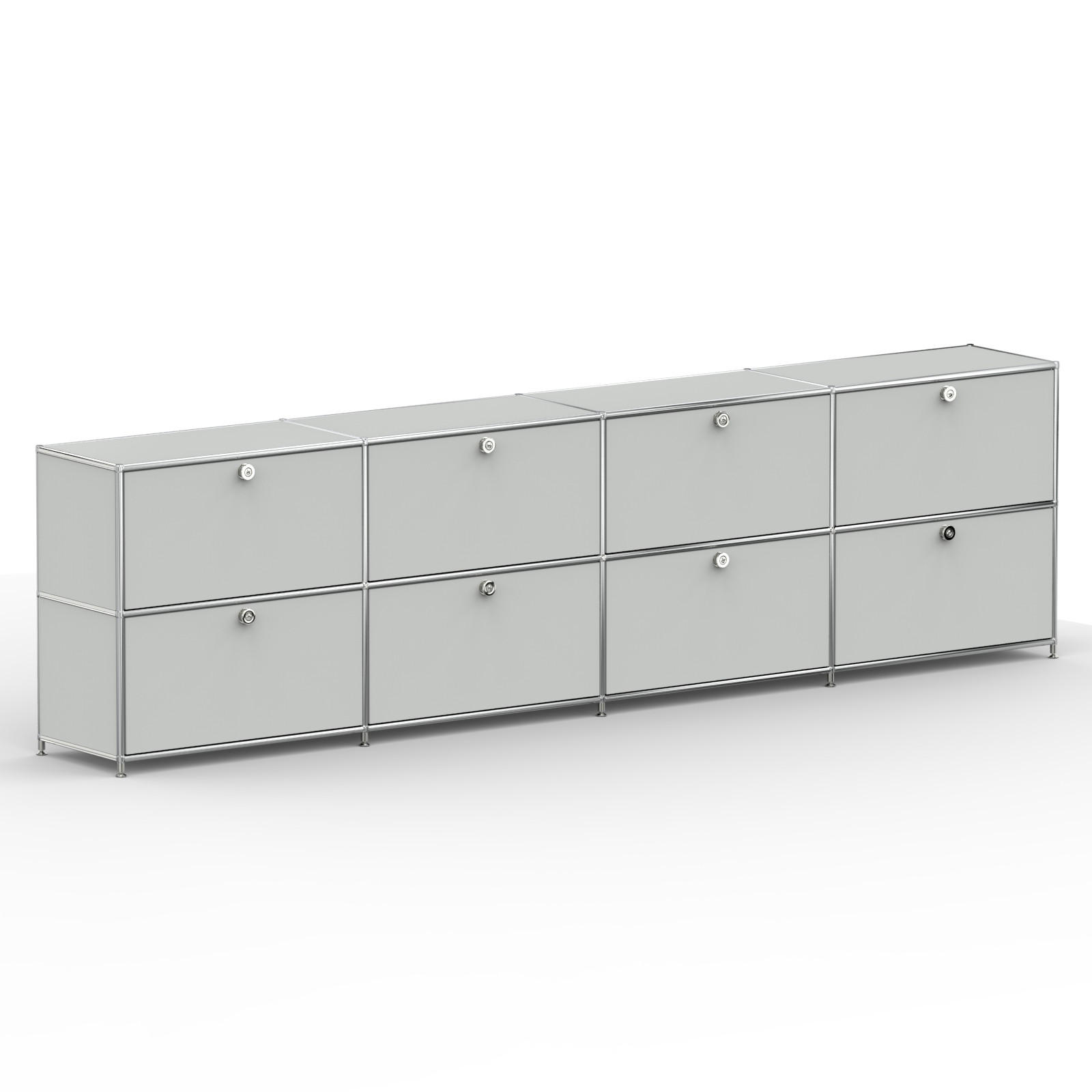 AKTENSCHRANK, 8 Schubladen & Schloss, Breite 302 cm, Lichtgrau - Chromfarben/Silberfarben, Metall (40/80.5/302.2cm) - Versee