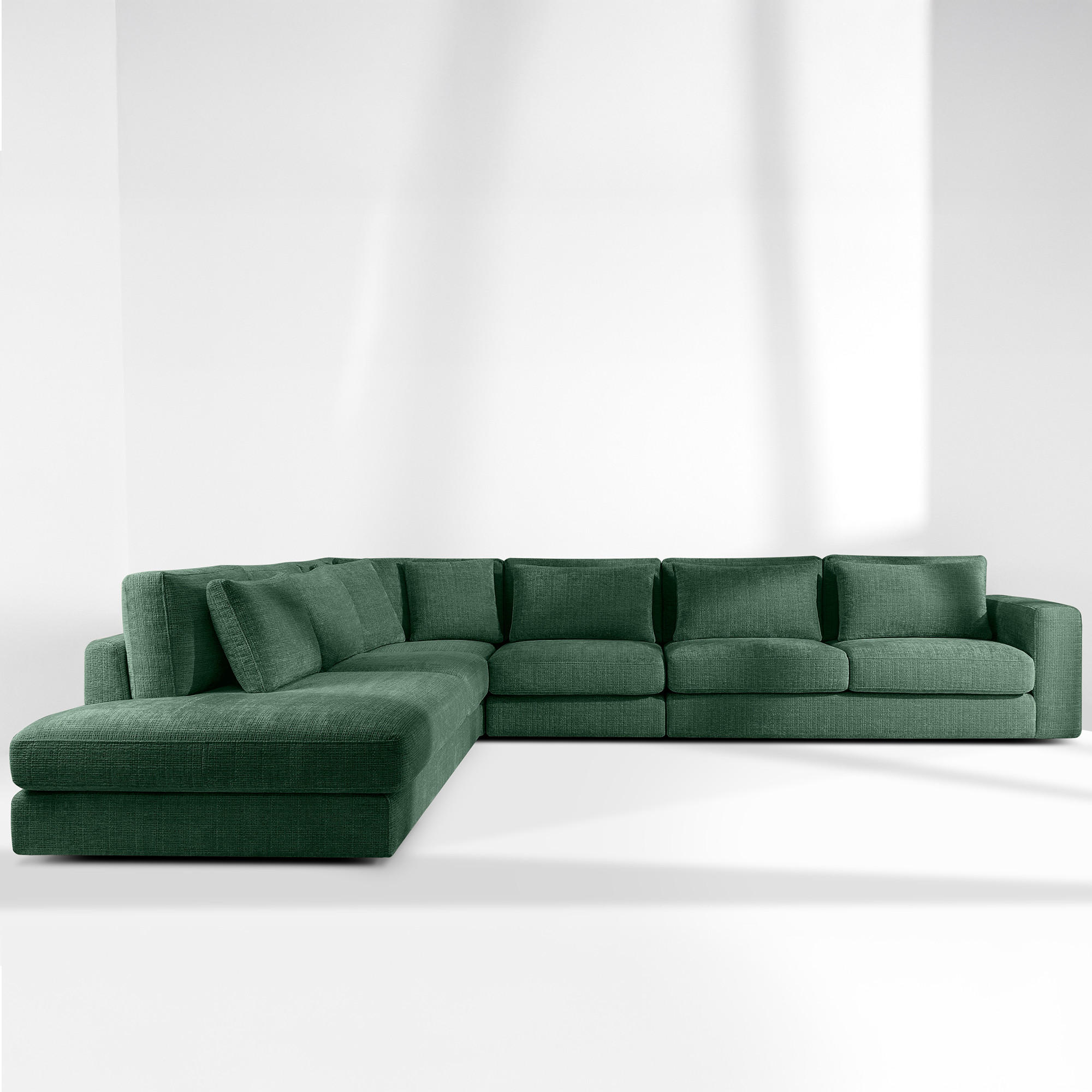 ECKSOFA XL links VERUS - Grün, Holz/Holzwerkstoff (377/328cm) - KONSIMO®