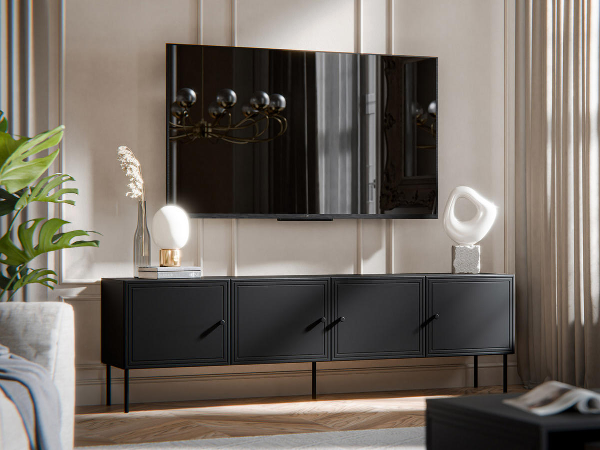 TV-LOWBOARD Palazzo Bis 200 4D - Schwarz, Holzwerkstoff/Kunststoff (201/40/60cm) - MIRJAN24
