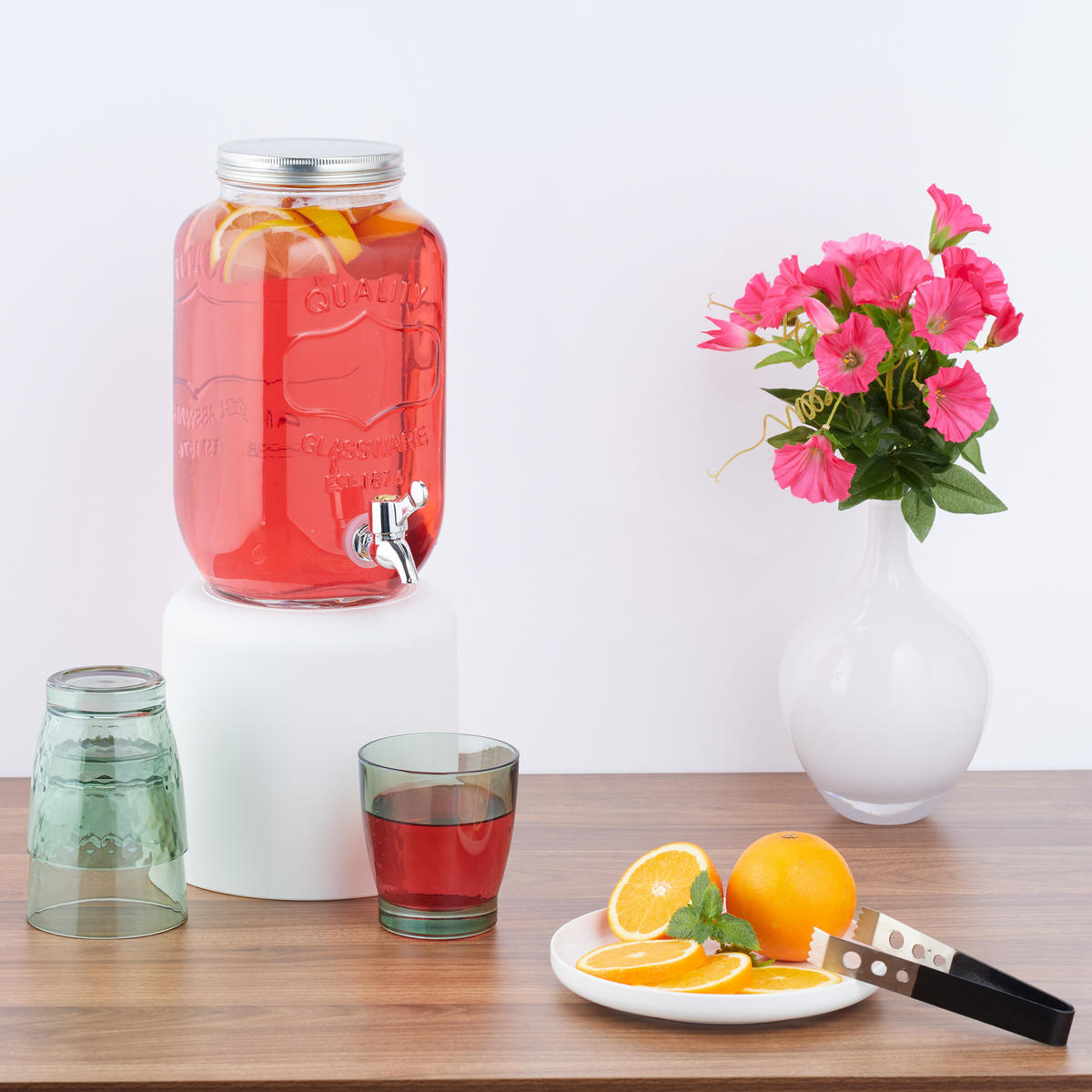 2XDÁVKOVAČ nápojov - priehľadné, kov/plast (3.5L) - Relaxdays