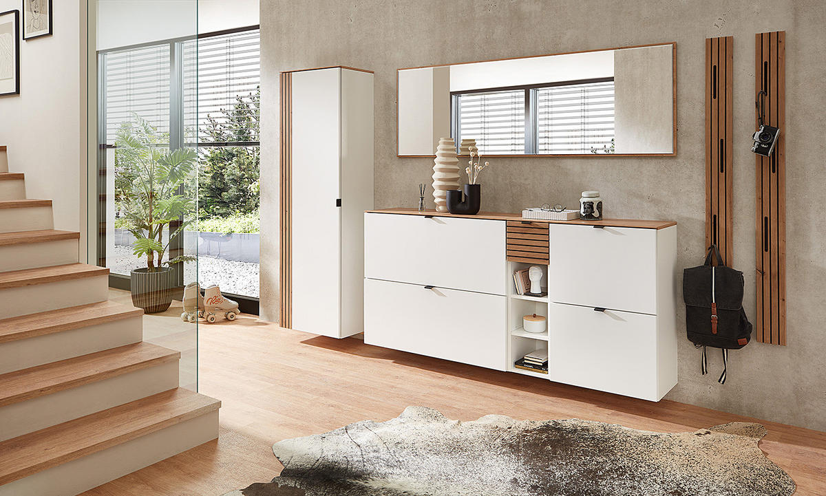 HÄNGE-SCHUHKIPPER - Schwarz/Weiß, Holzwerkstoff/Metall (100/84/37cm) - home24