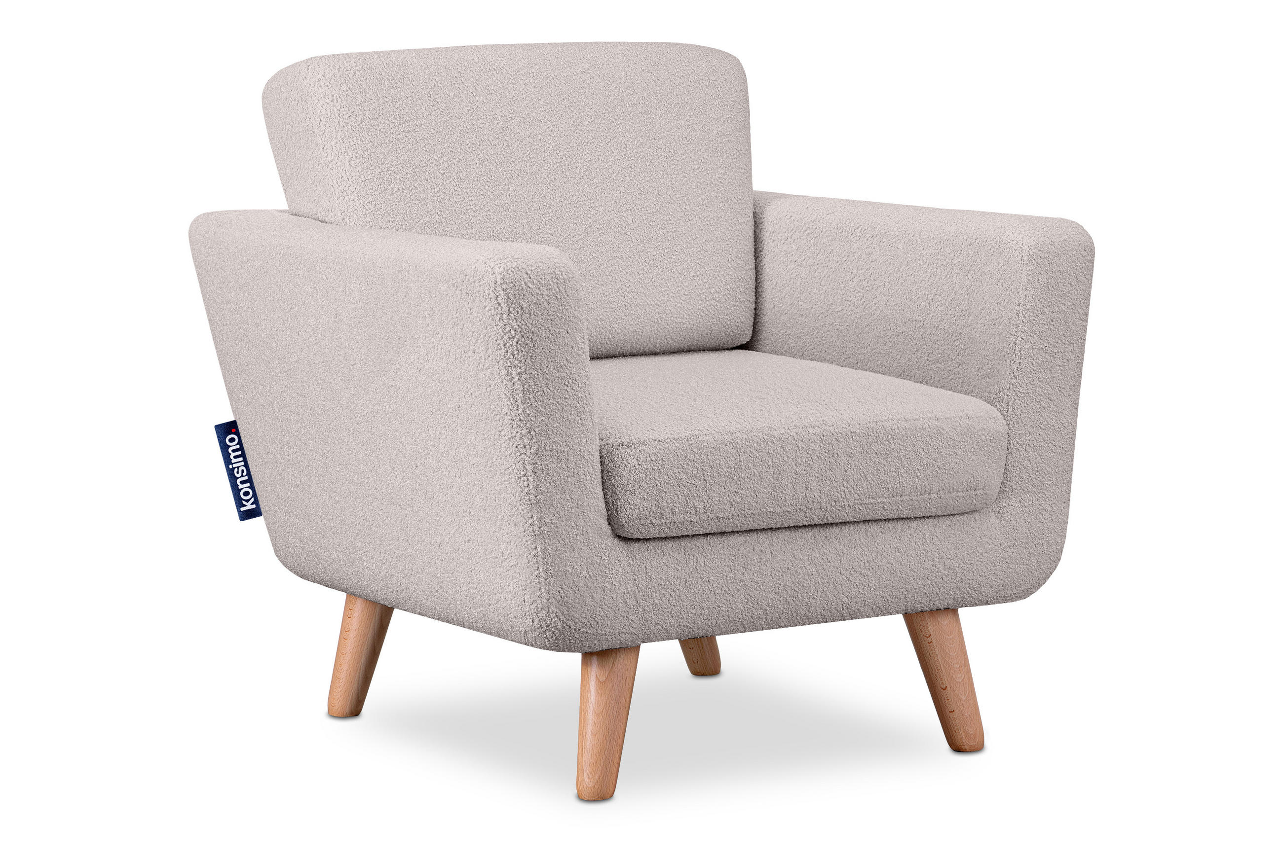 SESSEL TAGIO Massivholz-Beine, hellgrau - Hellgrau/Braun, Buchenholz/Textil (86/80/88cm) - KONSIMO®