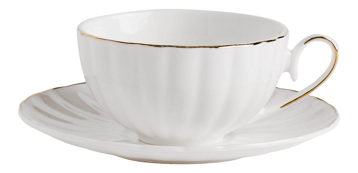 TASSE MIT UNTERTASSE Morelli - Weiß, Keramik (0.18L) - home&you