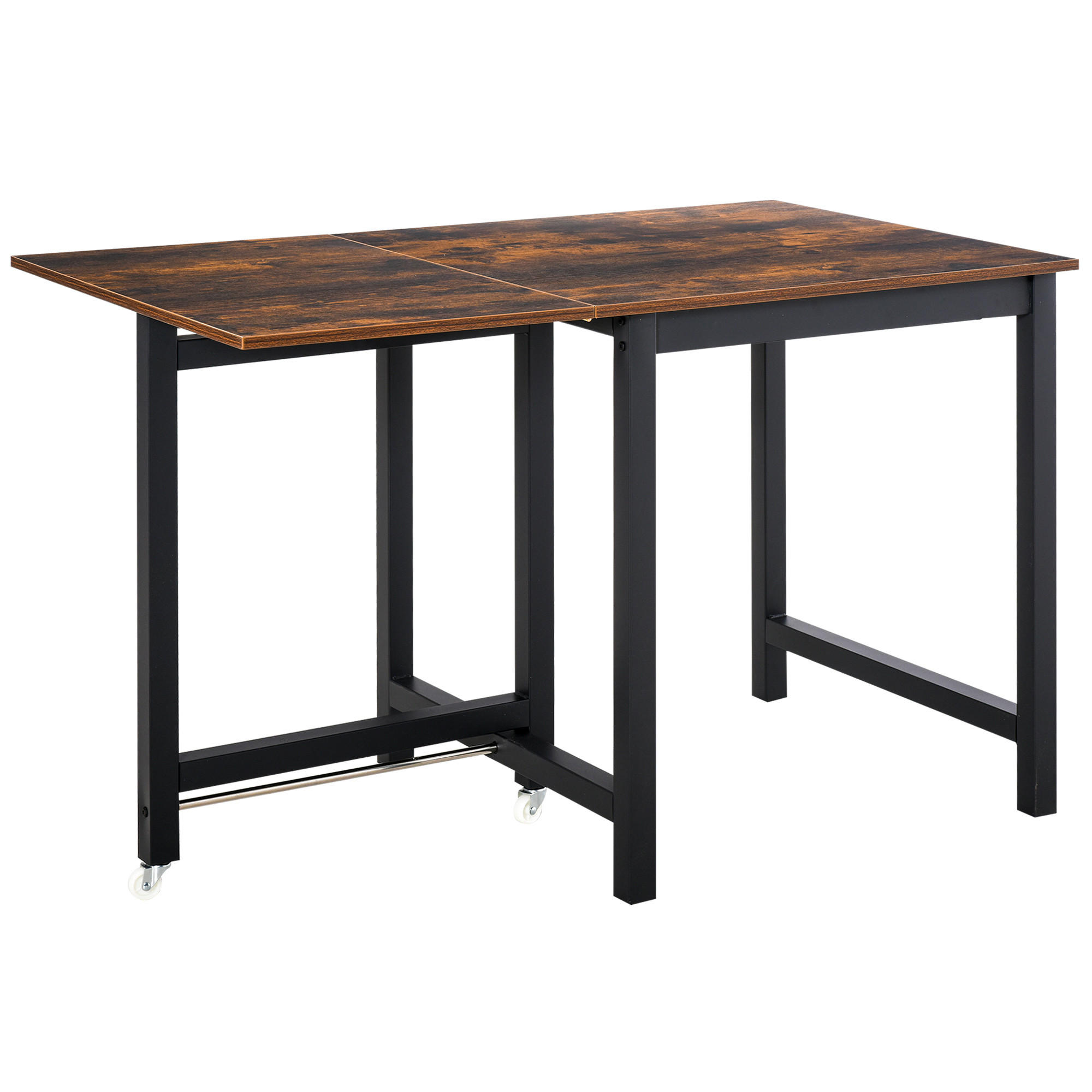 ESSTISCH ausziehbar, mit Rollen - Braun, Metall (118/70/76.5cm) - HOMCOM
