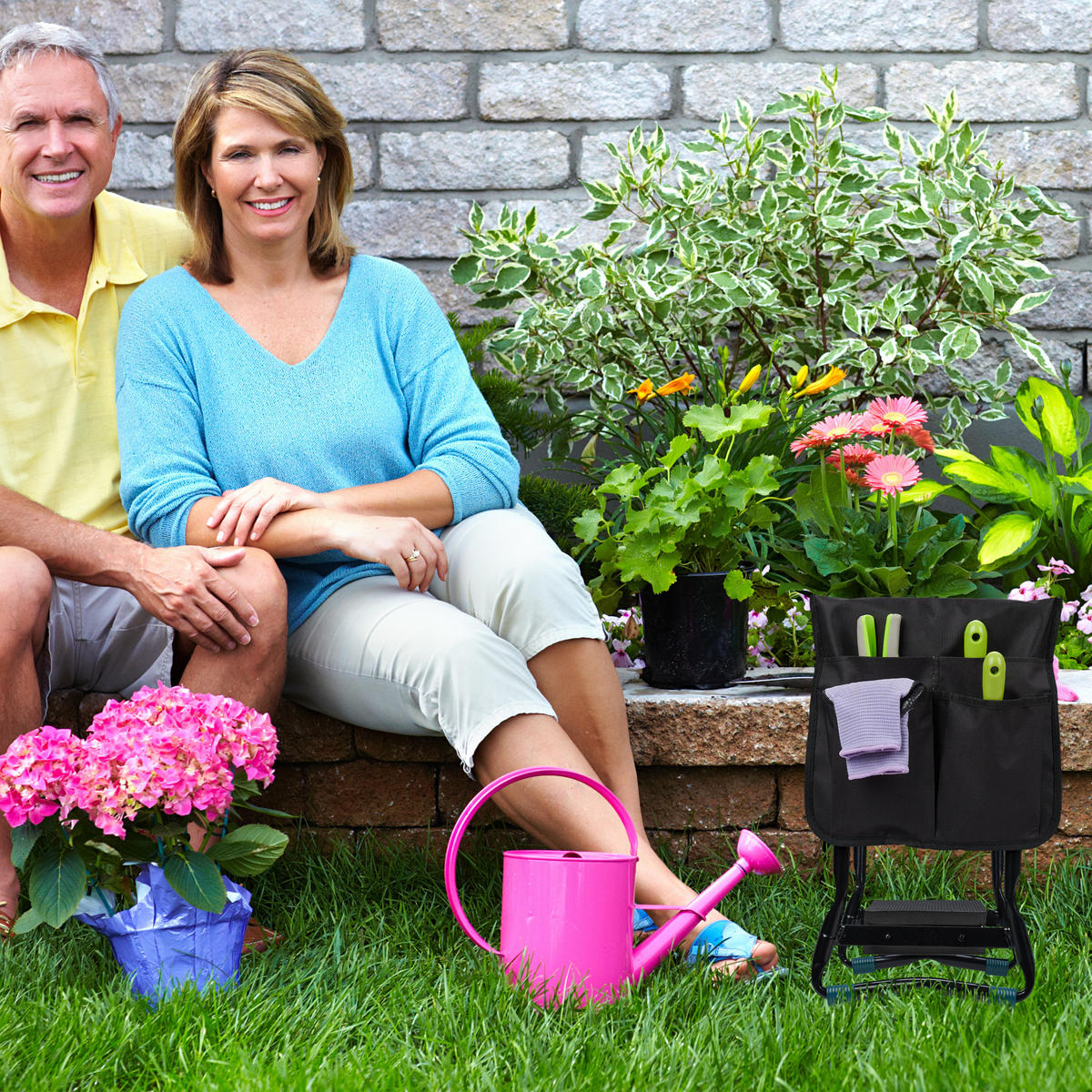 KNIEBANK - Schwarz, Textil/Metall (60/50/27.5cm) - Relaxdays