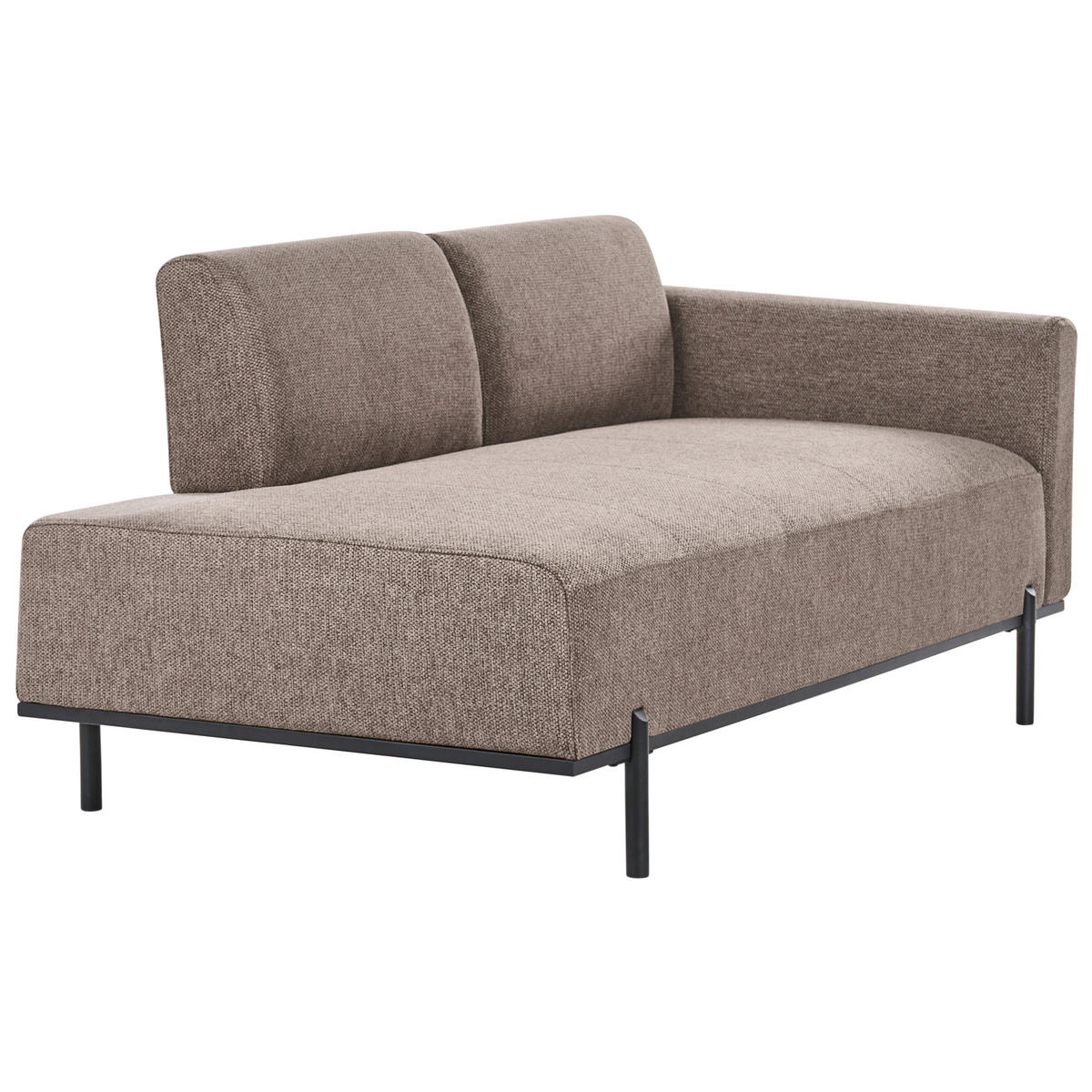 ČALOUNĚNÉ LEHÁTKO CHAISE LONGUE Umělý len Světle hnědé Savasse - černá/hnědá, textil (170/78/85cm) - Beliani