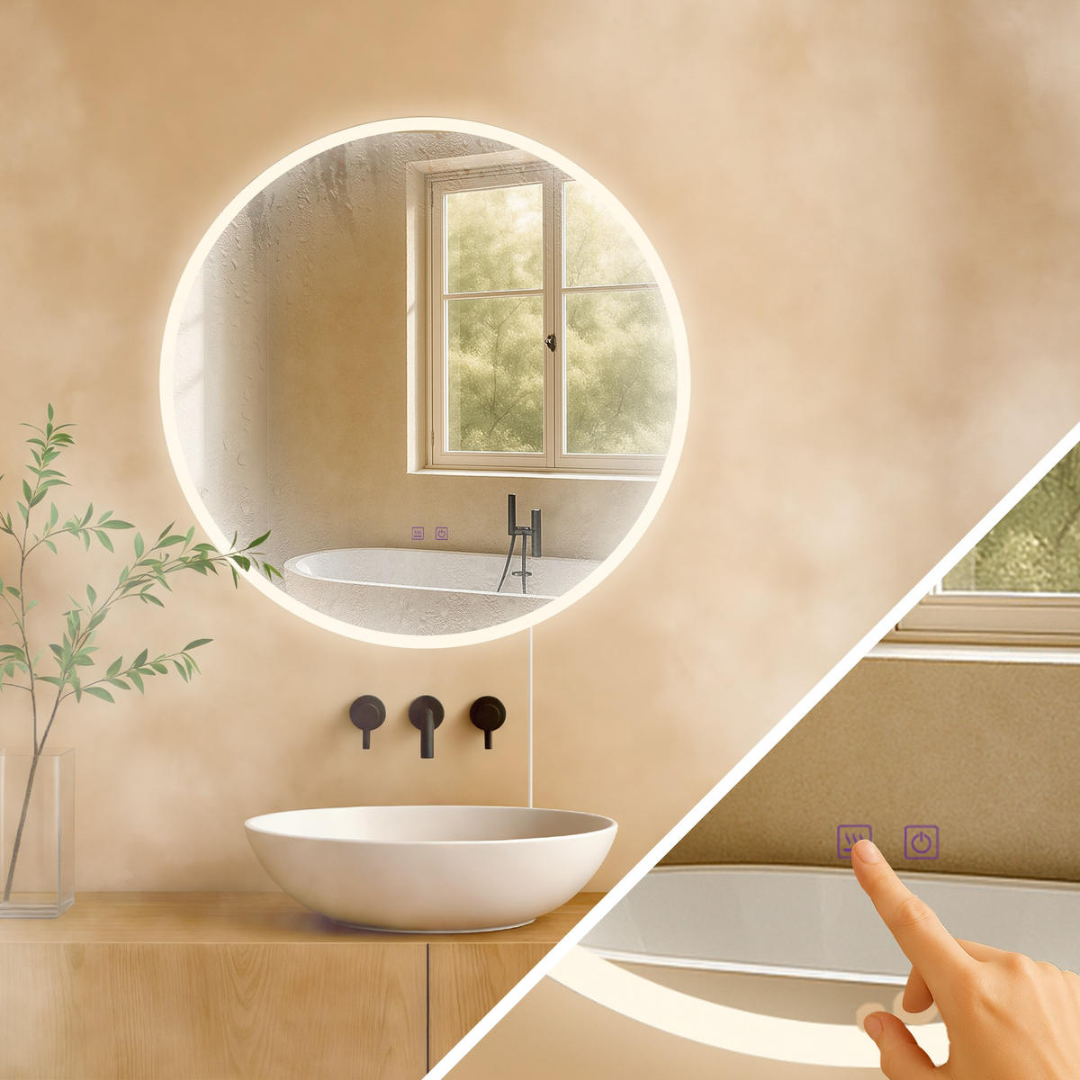 BADSPIEGEL Linz 70 ohne Bluetooth 70x3,5x70cm Glas Klarglas Badezimmerspiegel - Klar, Glas (70/70/3.5cm) - DELUKE