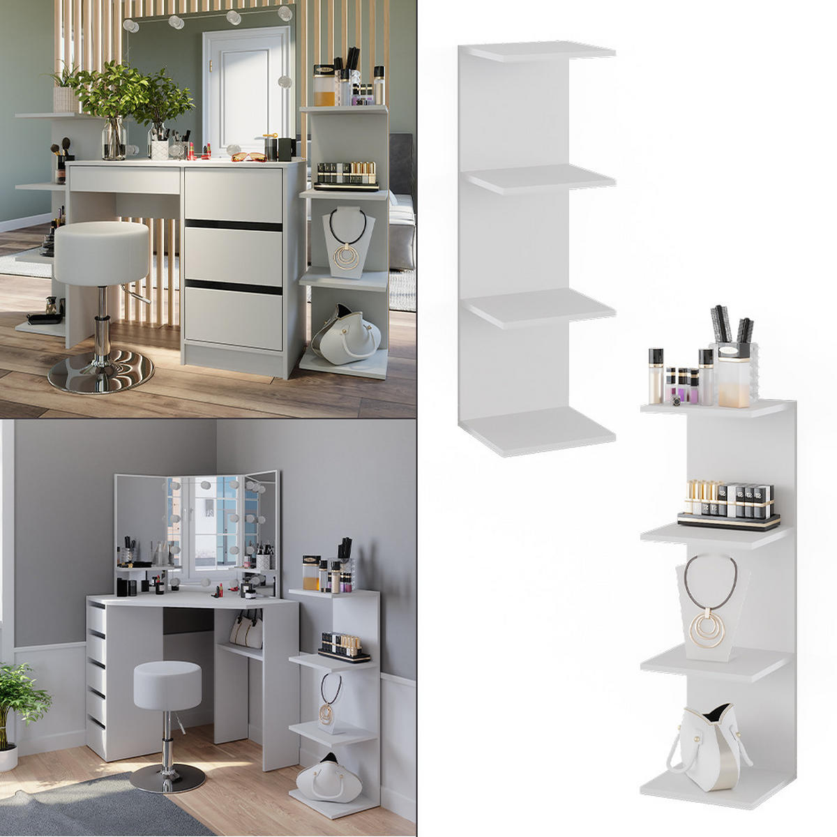 WANDREGAL Paolo Weiß 30 x 95 cm 2er Set - Weiß, Holzwerkstoff (30/95/28cm) - Vicco