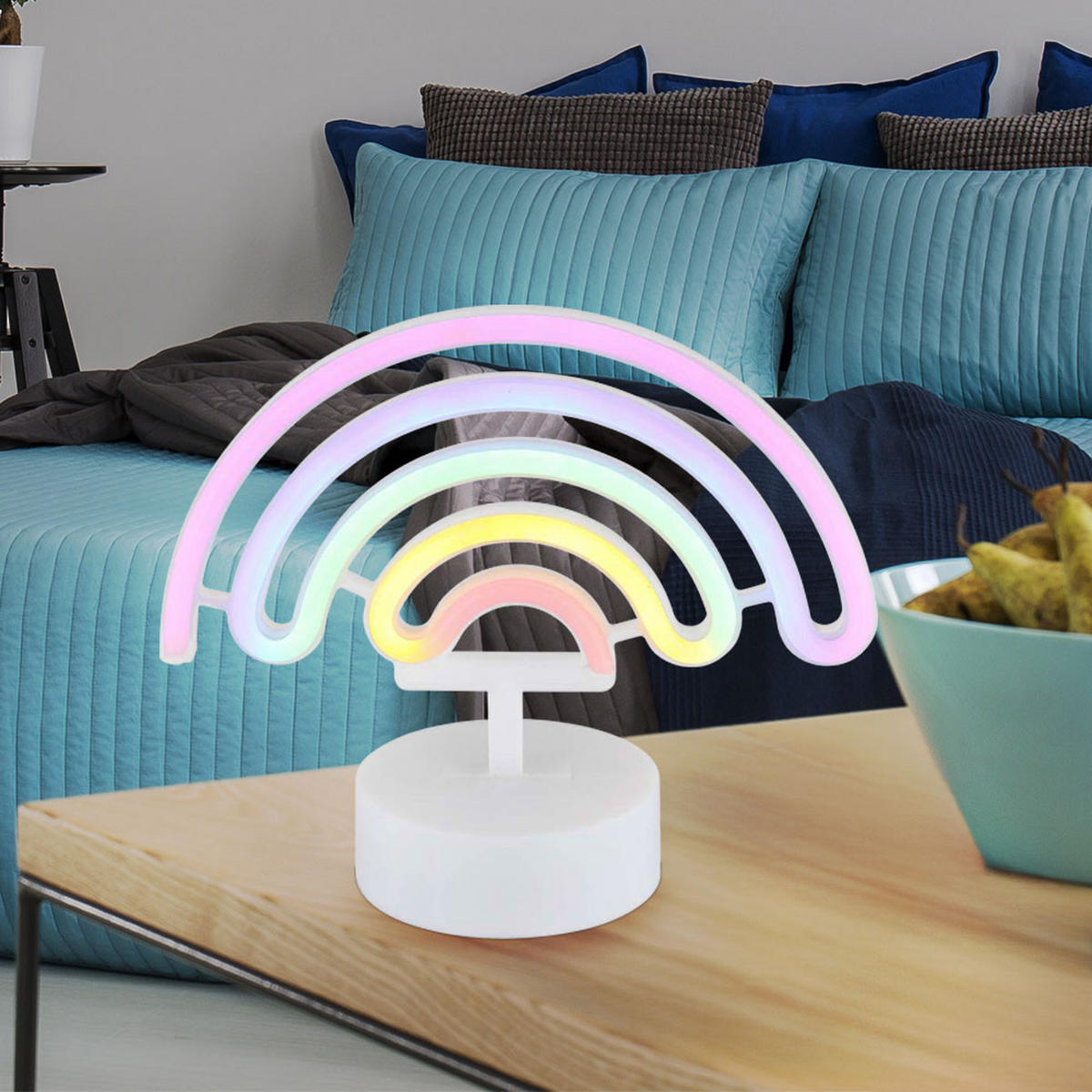 LED TISCHLEUCHTE Pelangi Weiß - Weiß, Kunststoff (22.5/10/19.5cm) - Globo Lighting