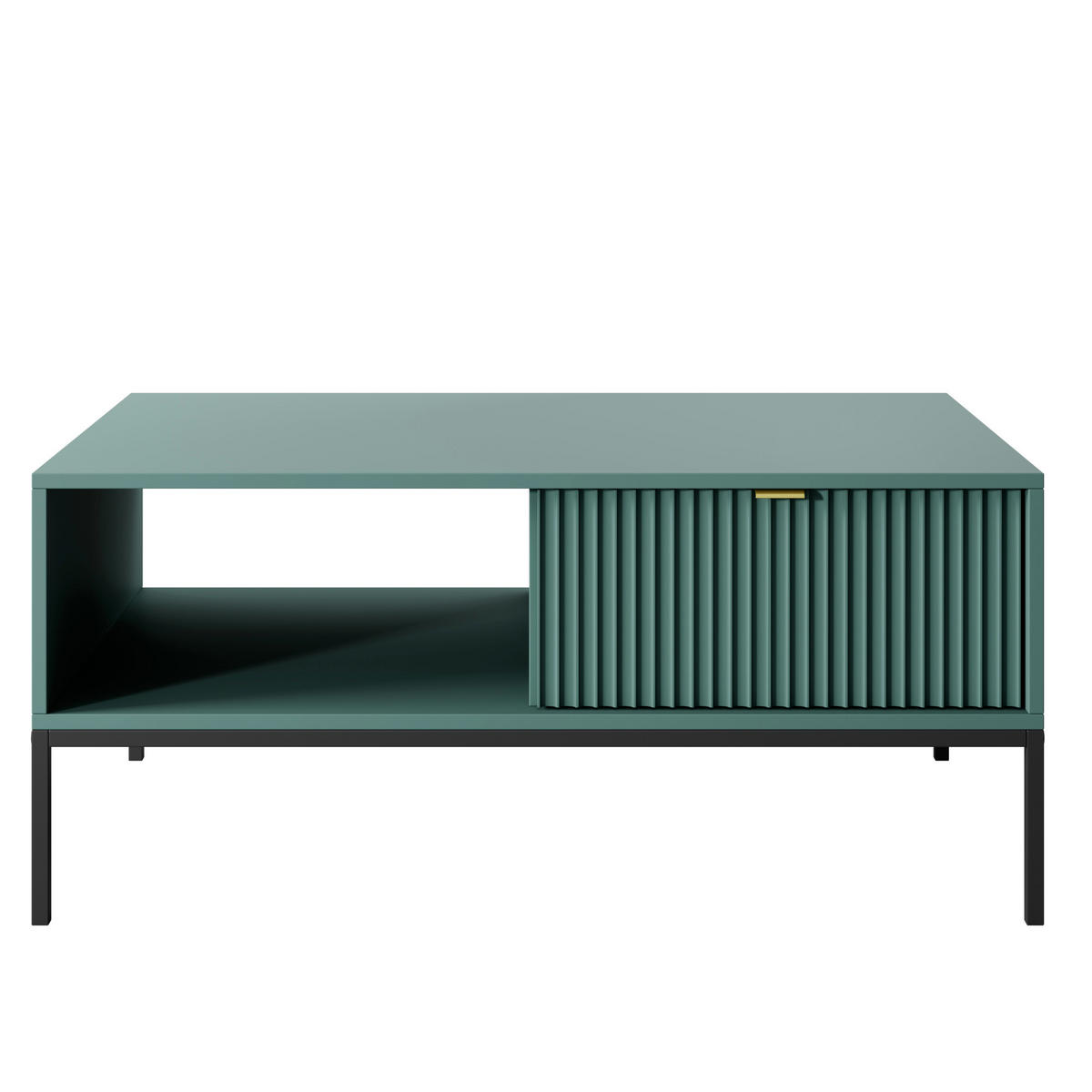 COUCHTISCH NANAIMO STO1-2S Profilierte Fronten, Grün - Grün, Holzwerkstoff/Kunststoff (68/104/48cm) - Komodee