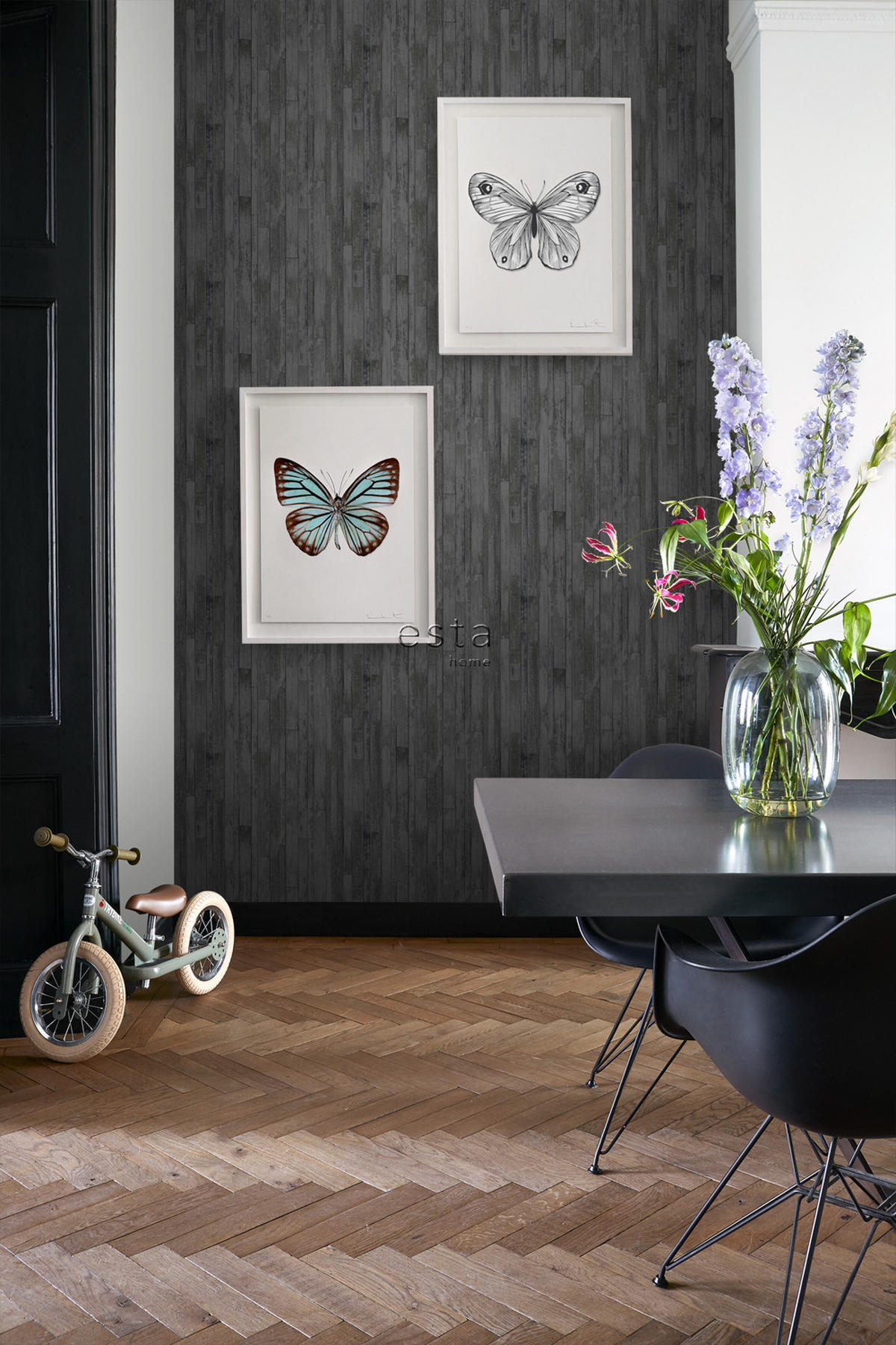 TAPETE Holz-Optik 53 cm x 10.05 m - Schwarz, Papier (53/1000cm) - ESTAhome