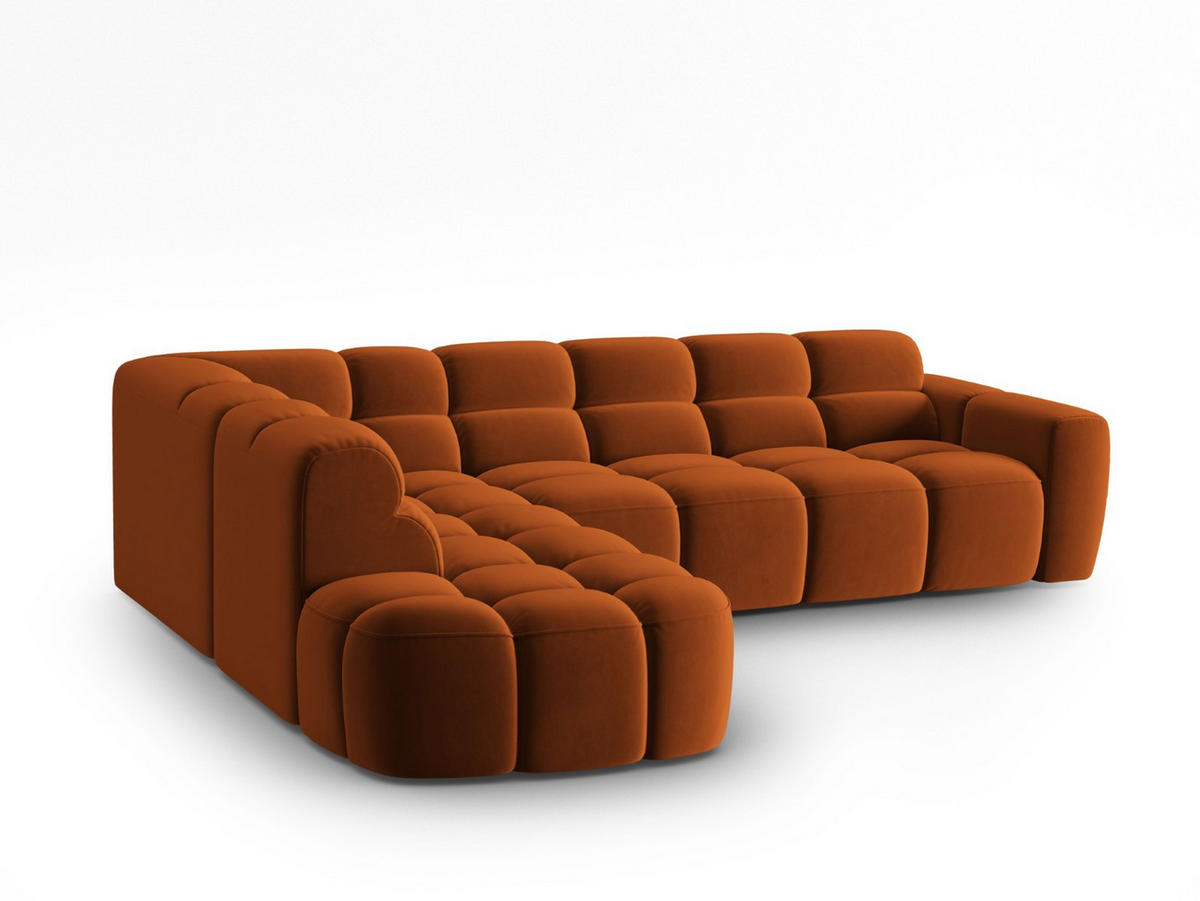 ECKSOFA links Lisa aus Samt terrakotta 5 Sitzplätze - Terracotta, Textil (234/293cm) - Micadoni