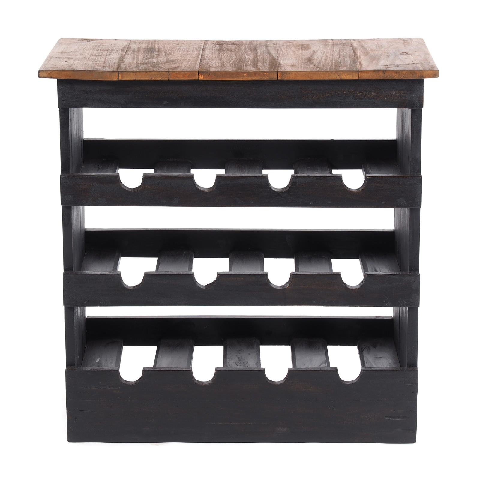 Thumbnail - Design Delights Flaschenregal, Graubraun, Holz, 70x70x38 cm, Wohnzimmer, Regale, Weinregale
