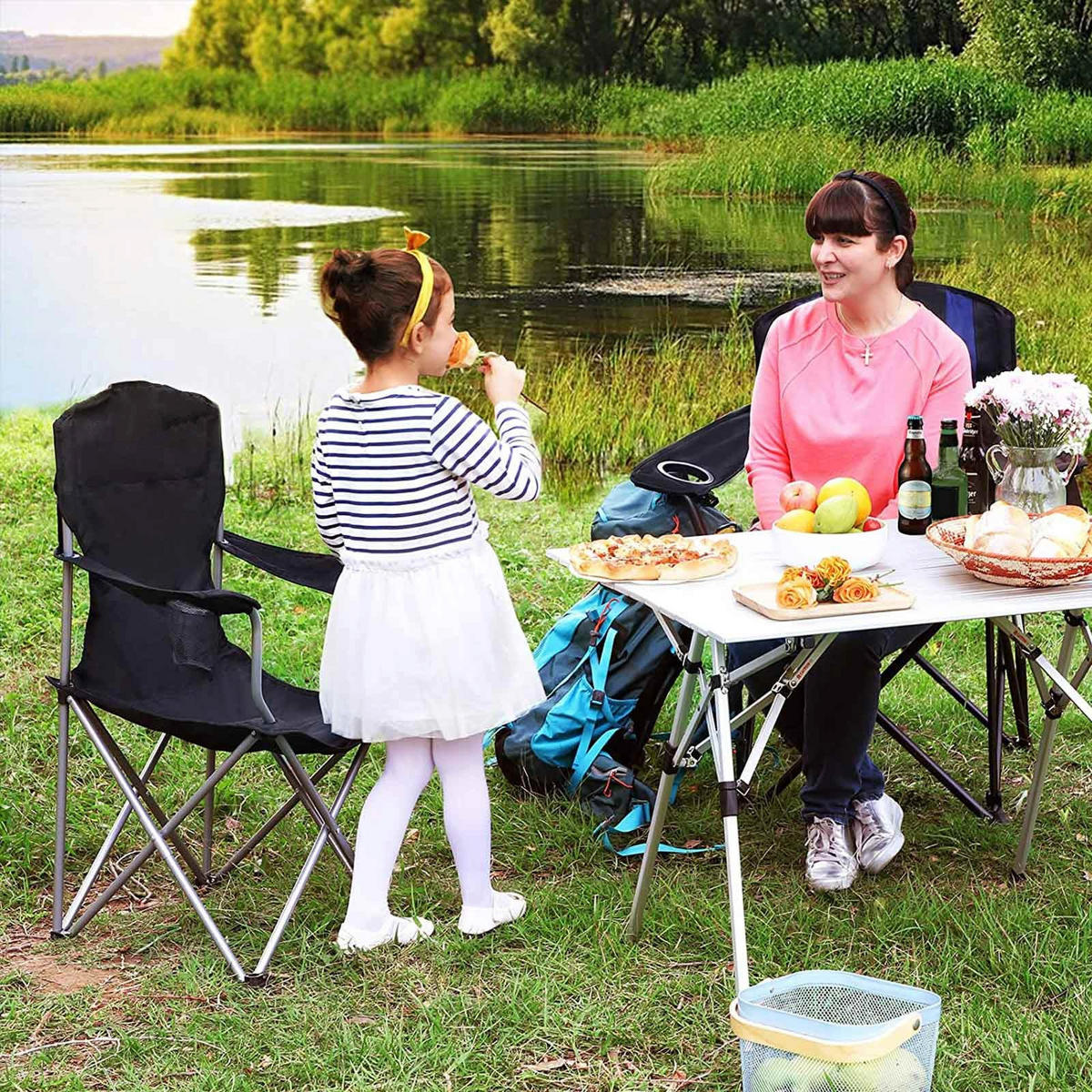 CAMPINGSTUHL KLAPPSTUHL 2ER-SET - Schwarz, Textil (51.5/96/76cm) - Hansiro