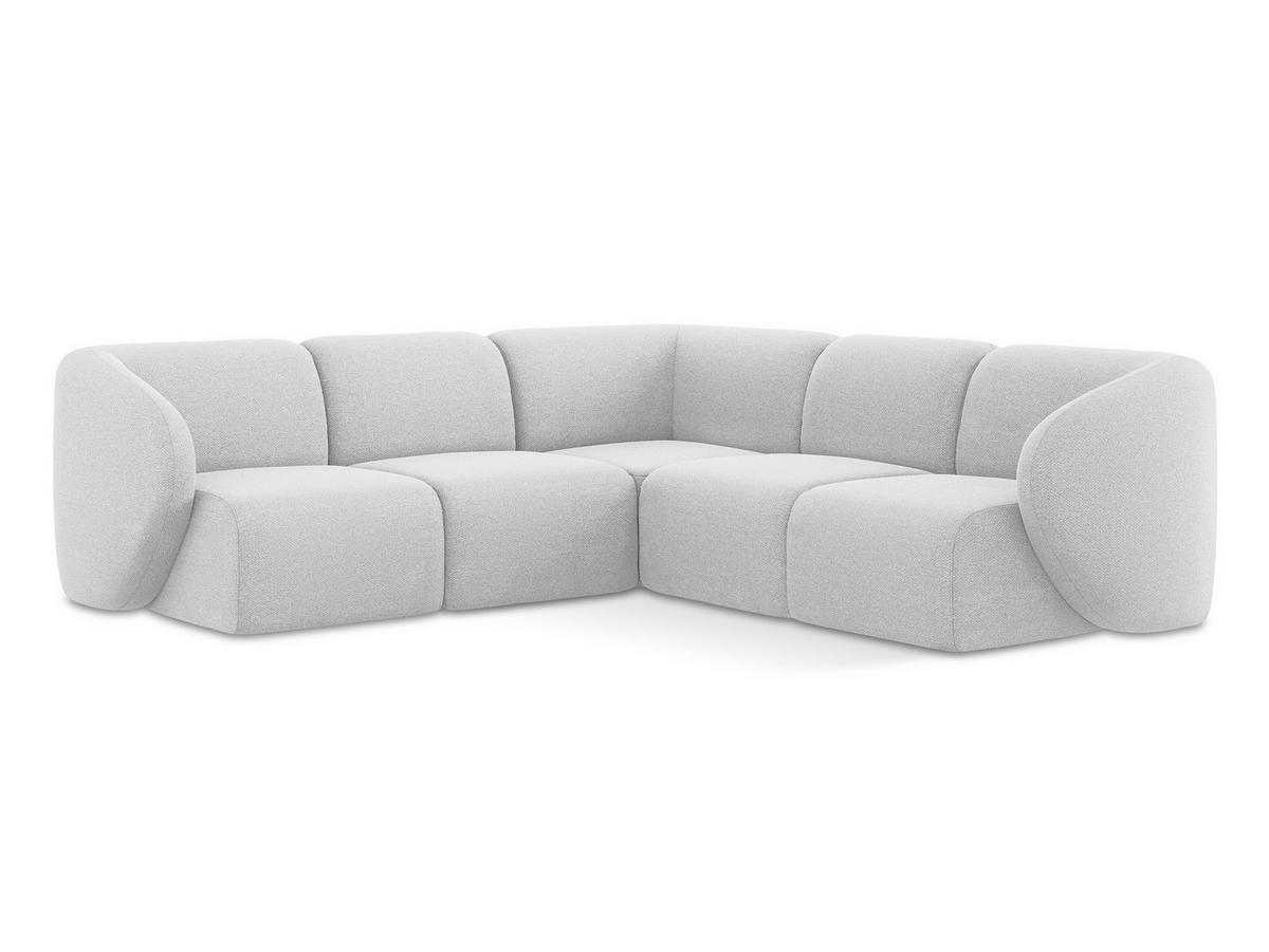 ECKSOFA Bouclé Stoff Grau - Silberfarben/Schwarz, Holzwerkstoff/Kunststoff (251/251cm) - Makamii