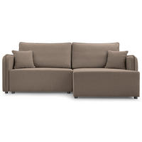 ECKSOFA Kassian, Hellbraun Strukturstoff, rechtsseitig - Hellbraun/Schwarz, Kunststoff/Textil (147/227cm) - Selsey