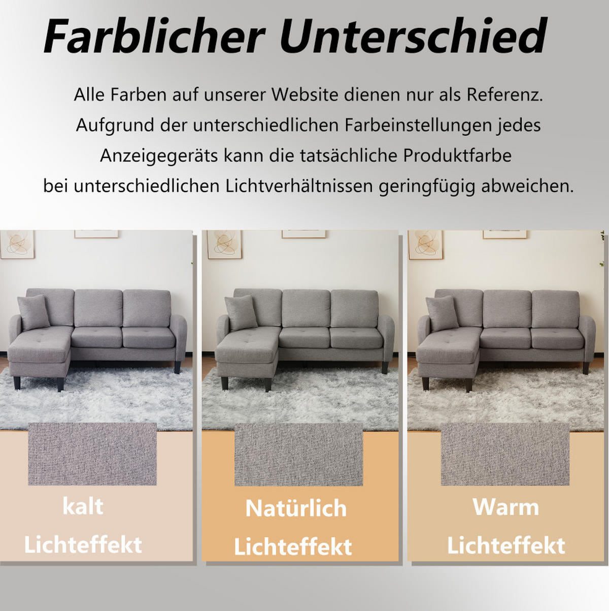 ECKSOFA mit Baumwoll-Leinen-Bezug Antik-Dunkelgrau 166x118x77 cm, Chaiselongue beidseitig stellbar - Dunkelgrau, Kunststoff (118/166cm) - IVMEU