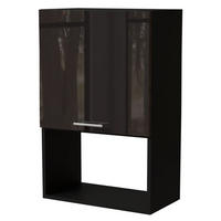 MIKROWELLENUMBAUSCHRANK Essen W4MK/60 Schwarz Hochglanz / Schwarz Matt 60 / 32,5 / 96cm - Schwarz Hochglanz/Schwarz, Holz/Holzwerkstoff (60/96/32.5cm) - Feldmann-Wohnen