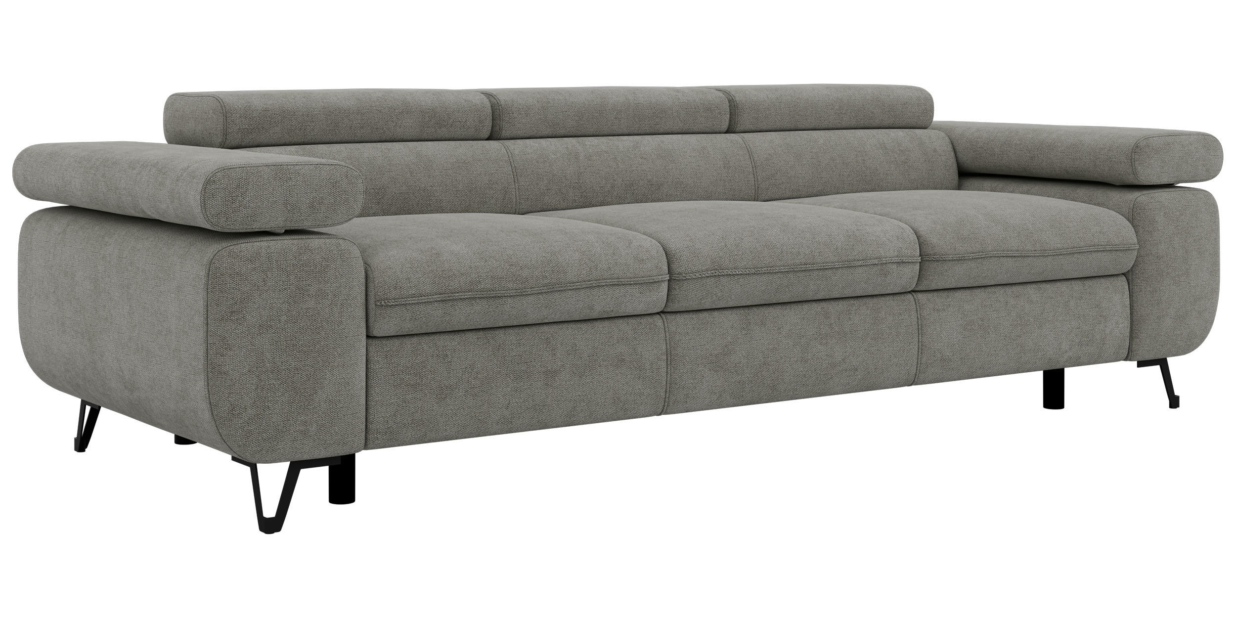 3-SITZER SOFA PETER - Grau Stukture - Schwarz/Graphitfarben, Textil/Metall (262/76/99cm) - MKS