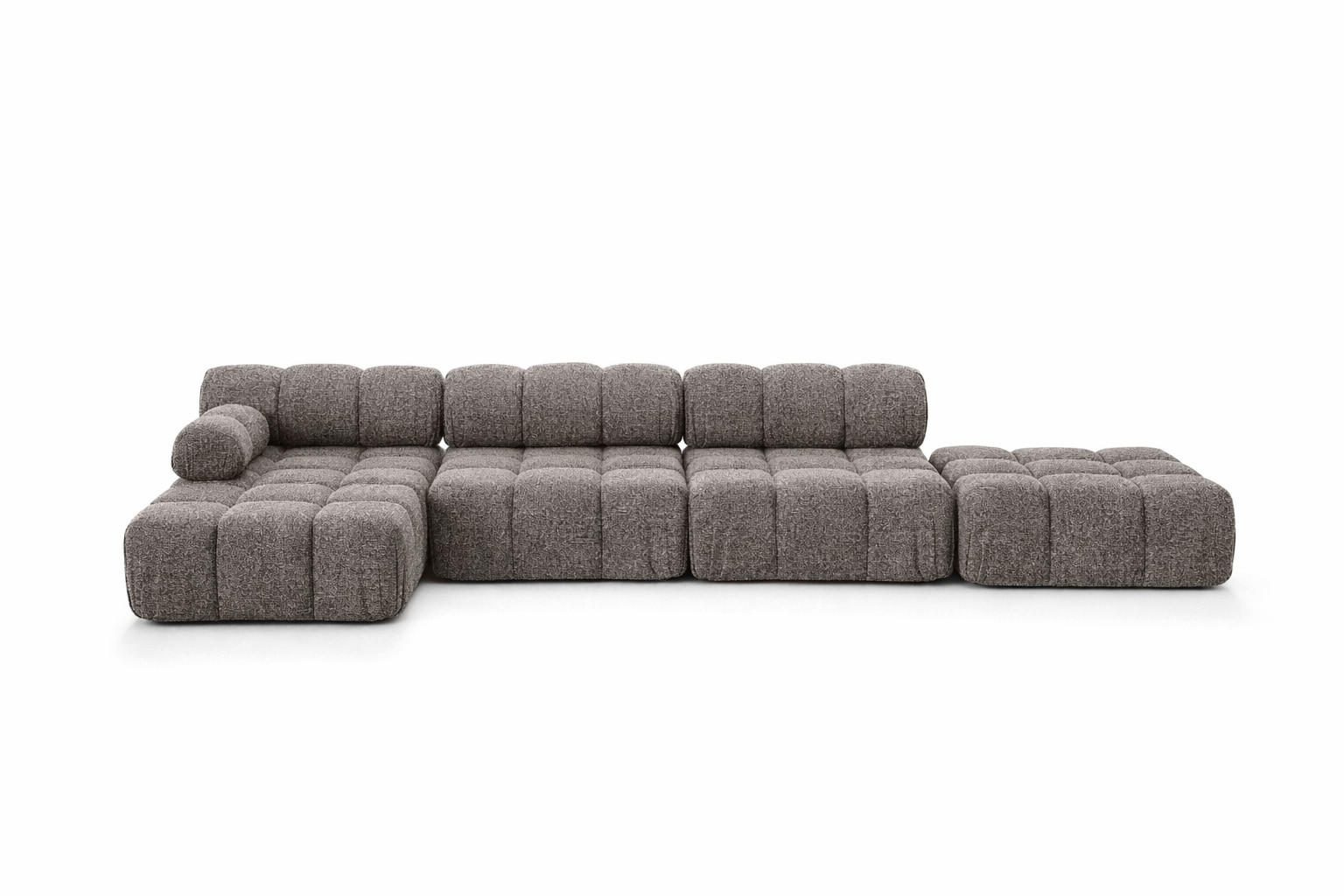 ECKSOFA L-Form XL, Stoff Bouclé Abriamo, Braun, Links, Selia L XL - Braun, Holz (380/160cm) - Kaiser Möbel
