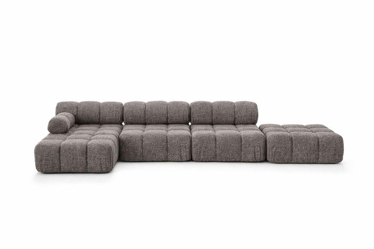 ECKSOFA L-Form XL, Stoff Bouclé Abriamo, Braun, Links, Selia L XL - Braun, Holz (380/160cm) - Kaiser Möbel