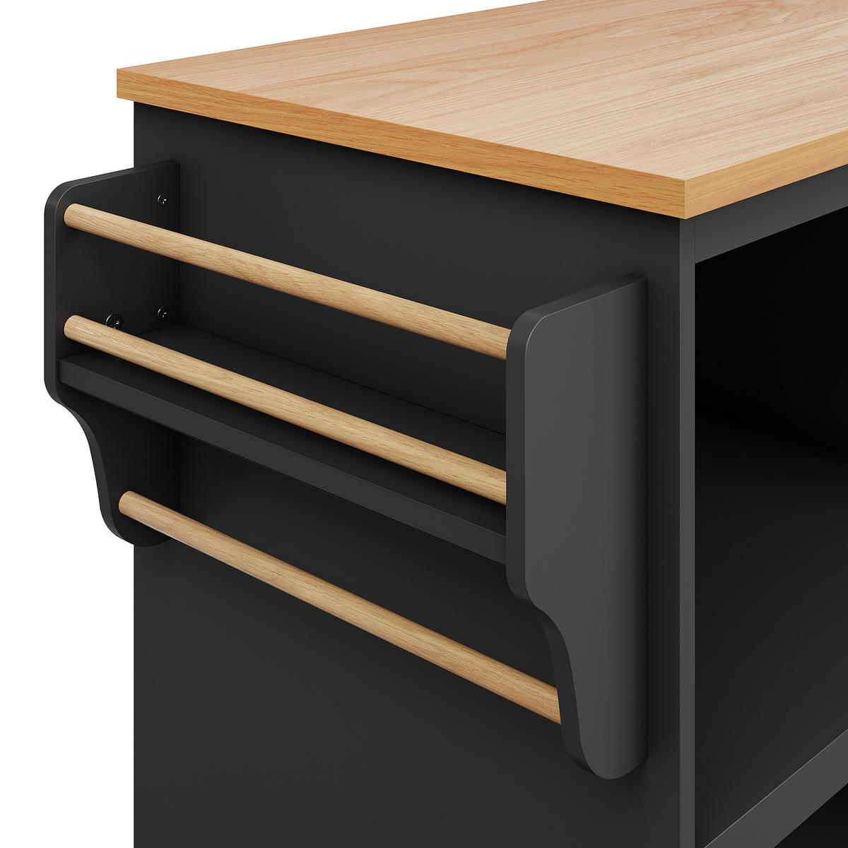 KÜCHENWAGEN mit Stauraum und Rollen Schwarz - Schwarz, Holzwerkstoff (46/92/129cm) - Urban Meuble