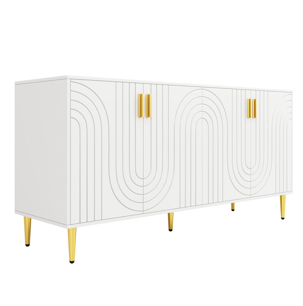 SIDEBOARD mit Stauraum ca. 152 x 40 x 75 cm MDF Weiß - Weiß, Holzwerkstoff (152/75/40cm) - Meubliv