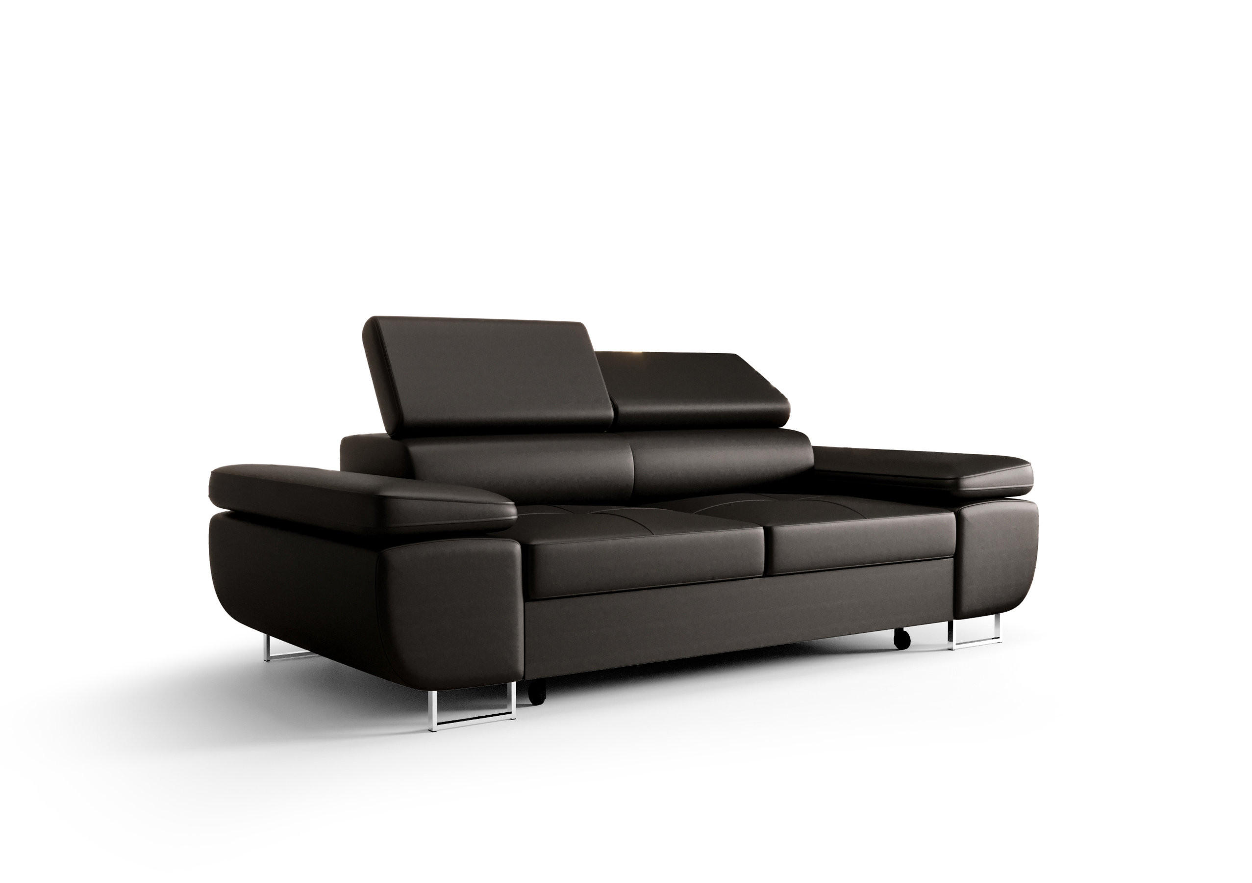 SCHLAFSOFA PRAGA 2, Sofa mit Schlaffunktion, Farbe: Schwarz, Kunstleder - Schwarz, Textil (208/90/100cm) - O-Sofa