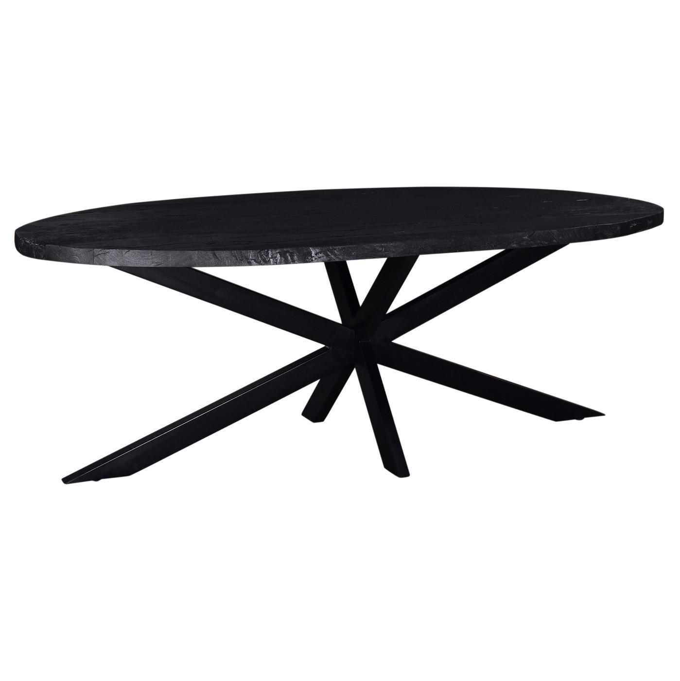 ESSTISCH oval aus Mangoholz 220cm, schwarz - Schwarz, Metall (220/100/76cm) - Giga Meubel