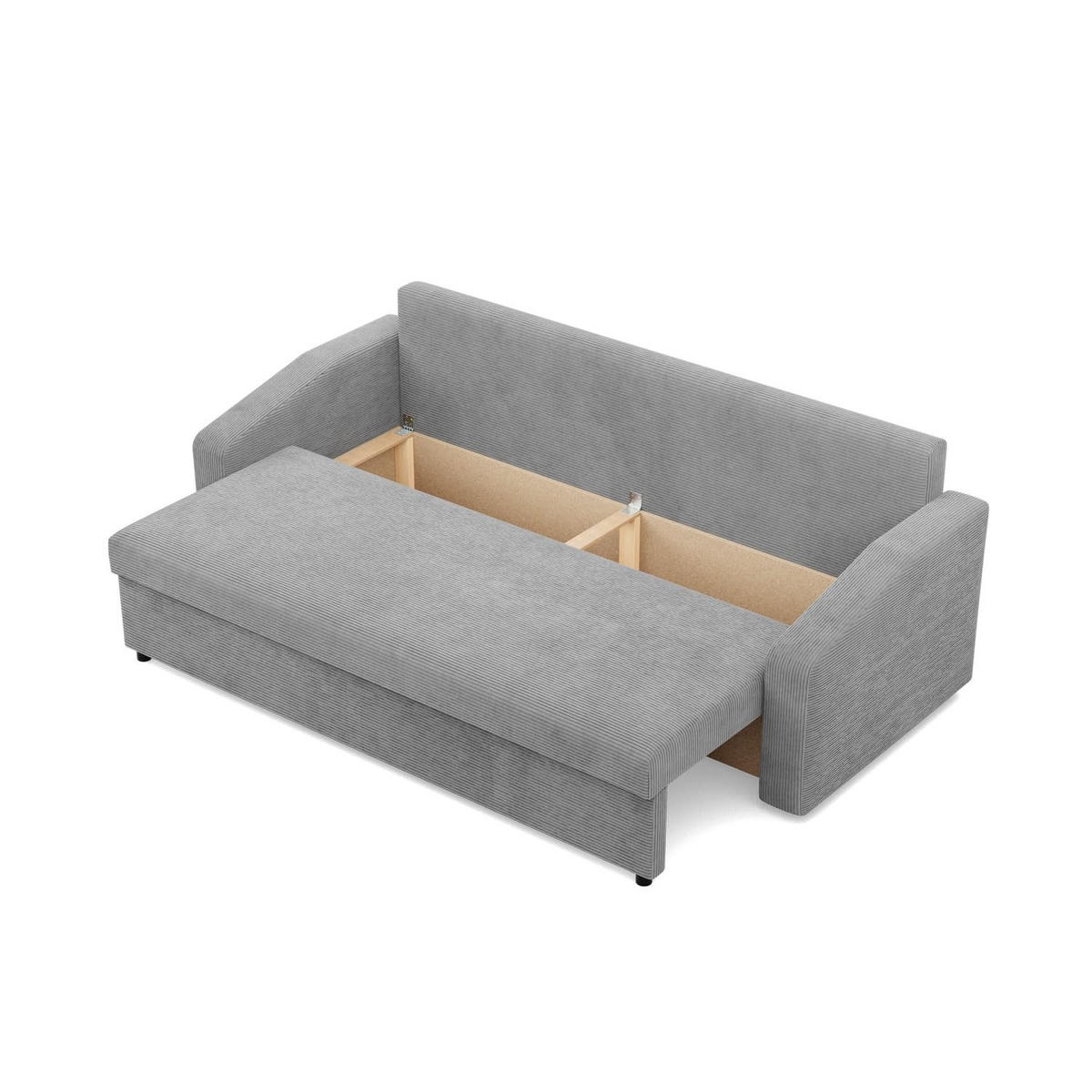 SOFA 3-SITZER MIT SCHLAFFUNKTION NEO, Cord - Grau - Grau, Textil (220/85/92cm) - Mebligo