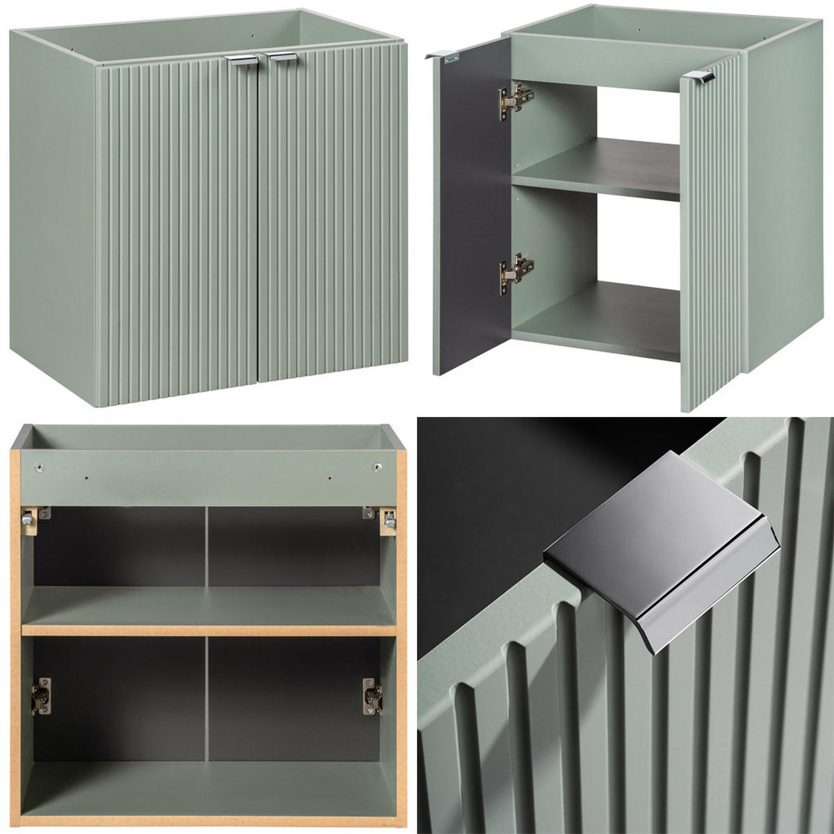 BADMÖBEL-SET 5-TLG. Newport-56 - Grün, Holzwerkstoff (200/200/40cm) - Lomado