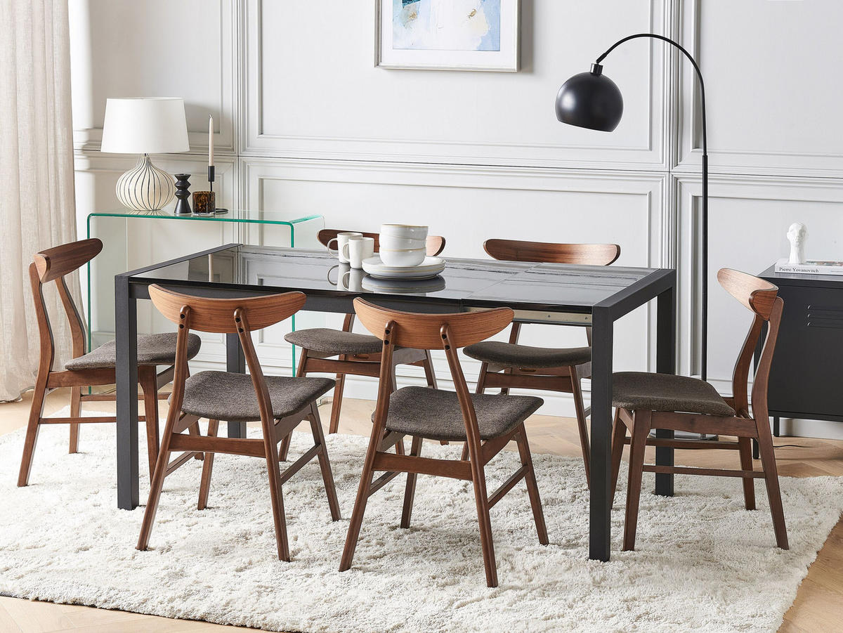 ESSTISCH 120-160/80/75 cm Schwarz Rechteckig Granada - Schwarz, Holzwerkstoff (160/80/75cm) - Beliani