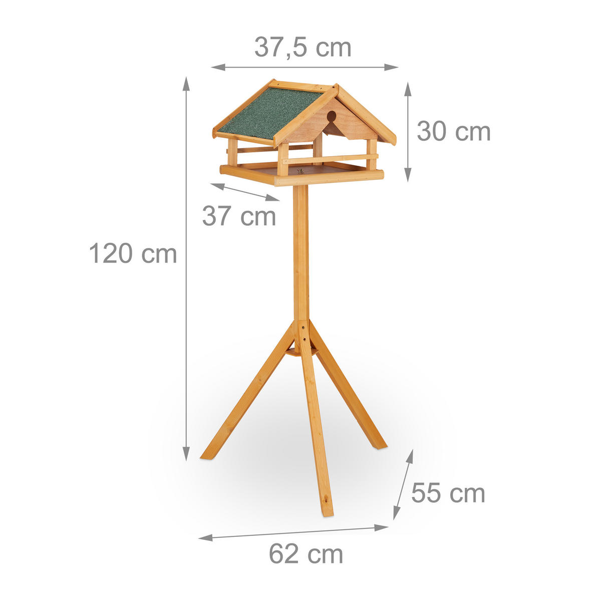 VOGELFUTTERHAUS - Hellbraun, Holz (62/120/55cm) - Relaxdays