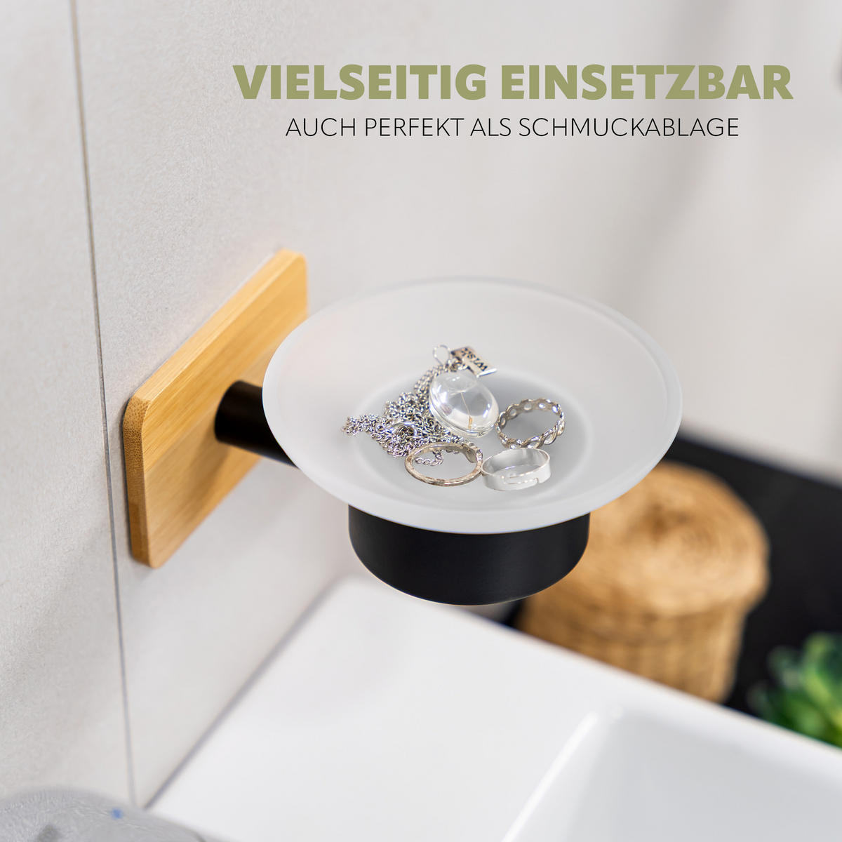 SEIFENSCHALE PIAZZA BLACK TAPE BAMBUS, Edelstahl, Bambus, schwarz - Schwarz, Naturmaterialen (11/6/14cm) - bremermann