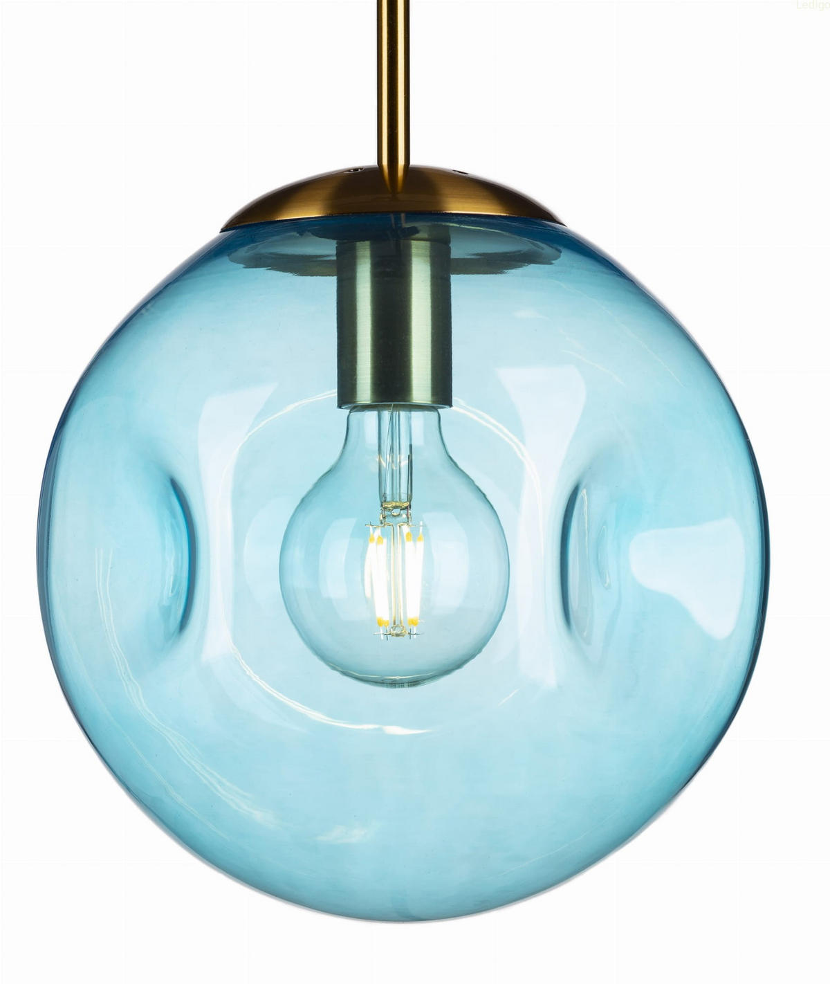 PENDELLEUCHTE Rome Lava - Blau/Transparent, Glas/Metall (25/25/118cm) - kiki design