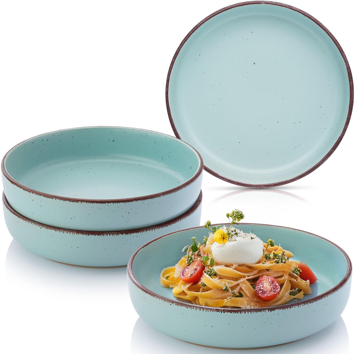 PASTASCHALEN BOMBAY BREEZE - 4 teilig aus Steingut - Hellblau, Stein (20.5cm) - Sänger