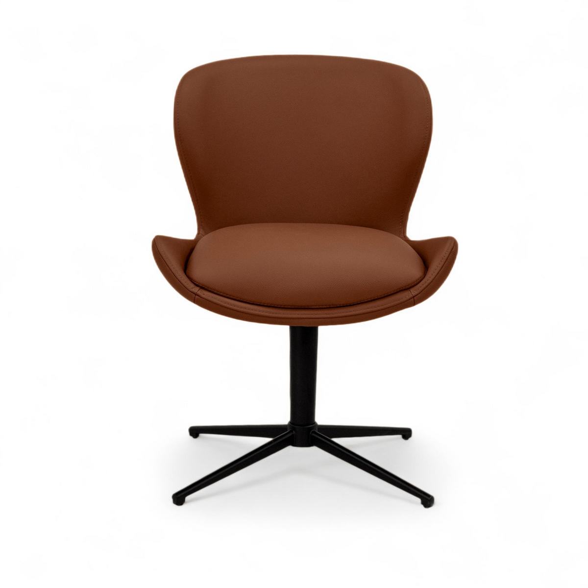 STUHL-SET 4 Stück in Echtleder Dunkelbraun - Schwarz/Braun, Leder/Metall (57/83/63cm) - Furnhouse