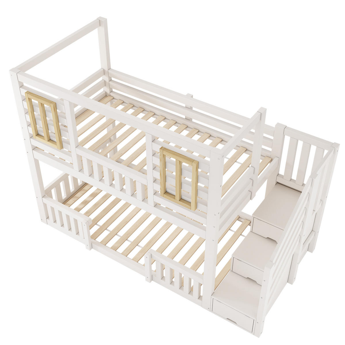 ETAGENBETT Hüttenstil Weiß 90x200 cm 2-tlg. - Weiß, Holz (90/200cm) - ComfortXL