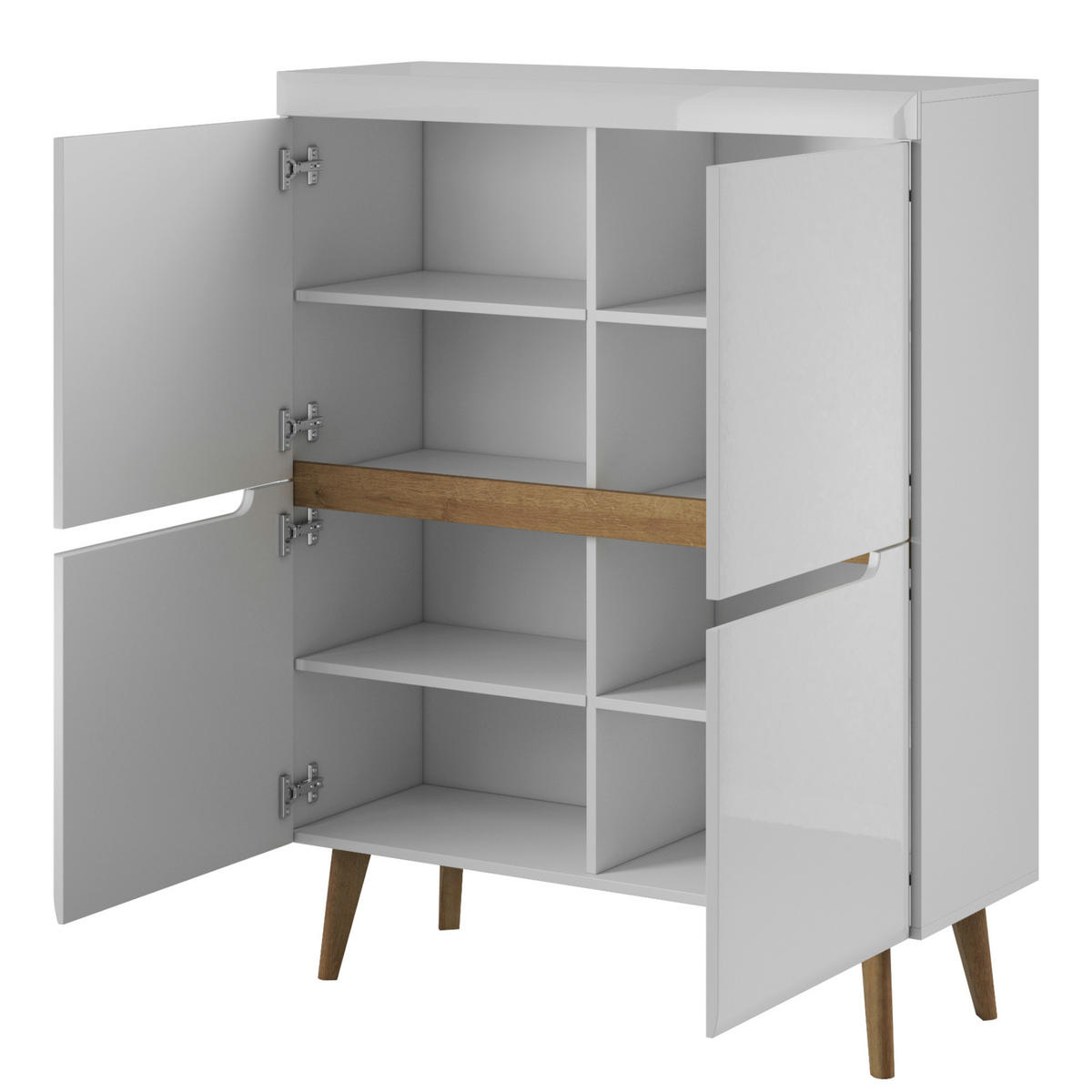 SIDEBOARD SUDBURRY KOM1-4D Fronten, in Hochglanz aus MDF-Platte, Weiß - Weiß, Holz/Holzwerkstoff (107/134/40cm) - Komodee