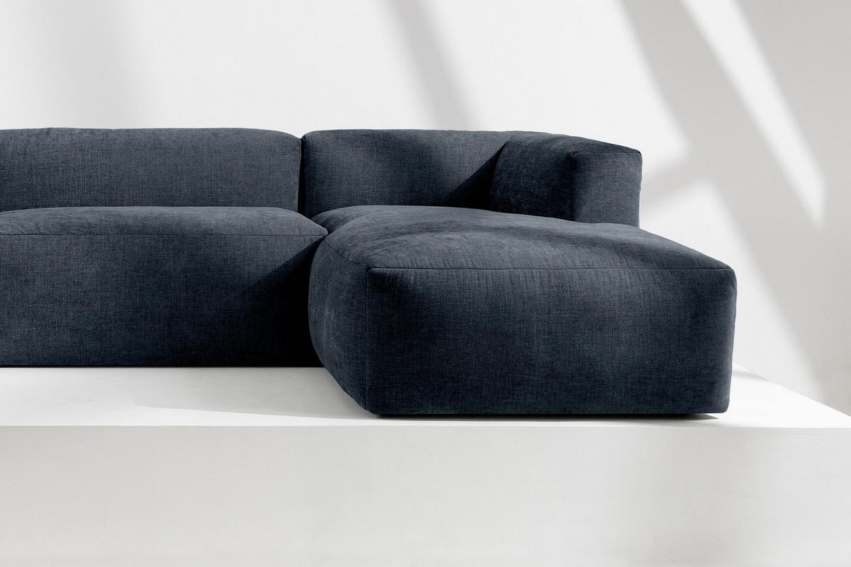 ECKMODULSOFA-RECHTS BUFFO 3/4 Sitzer mit extrem weicher Sitzfläche, Gewebestoff, dunkelblau - Dunkelblau, Textil (237/180cm) - KONSIMO®