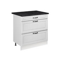 KUCHYNSKÁ SPODNÁ SKRINKA R-Line, Biely vidiecky dom/biely, 80 cm s 3 zásuvkami antrasiitti työtaso - biela, kompozitné drevo (80/81.6/60cm) - Vicco