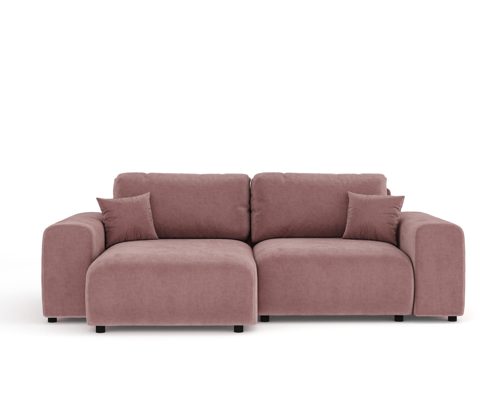 ECKSOFA Zanzibar Rosa Samtstoff - Schwarz/Rosa, Holz/Holzwerkstoff (237/144cm) - Maison de Reve