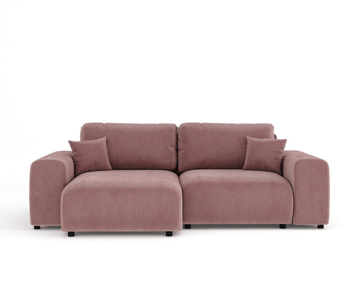 ECKSOFA Zanzibar Rosa Samtstoff - Schwarz/Rosa, Holz/Holzwerkstoff (237/144cm) - Maison de Reve