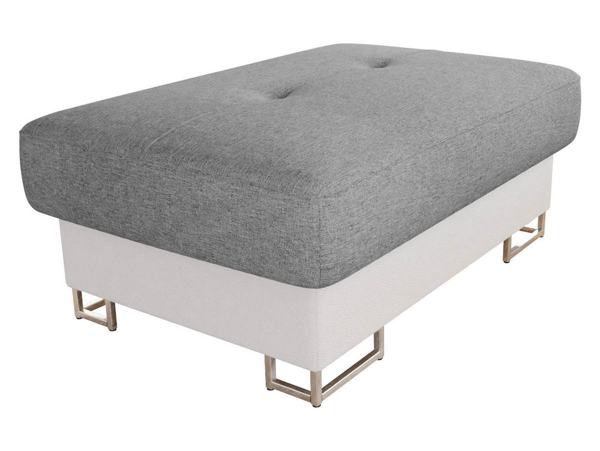 POLSTERHOCKER Cotere - Silberfarben/Weiß, Holz/Textil (104/42/67cm) - MIRJAN24